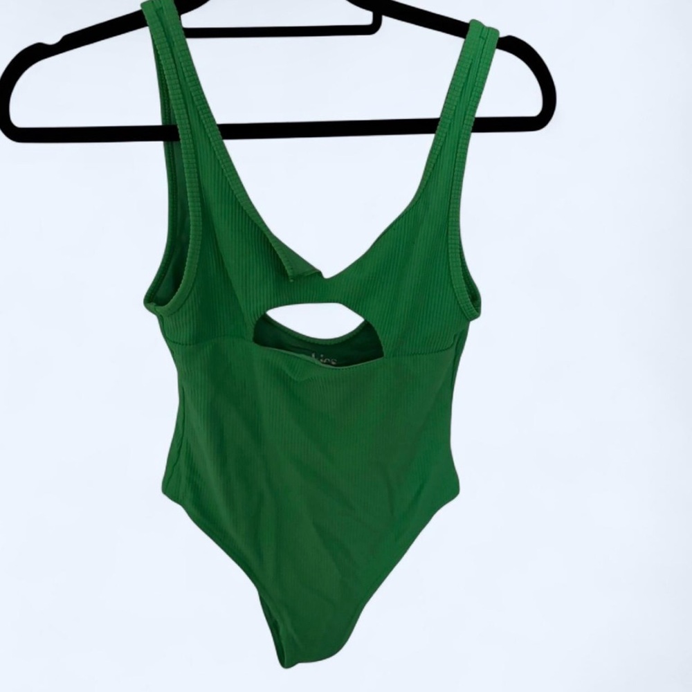 Green Ribbed One-Piece Swimsuit